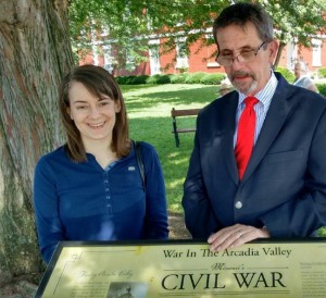 Molly Kodner, Associate Archivist of the Missouri History Museum, with MCWHF Executive Director Greg Wolk, Ironton, Missouri.